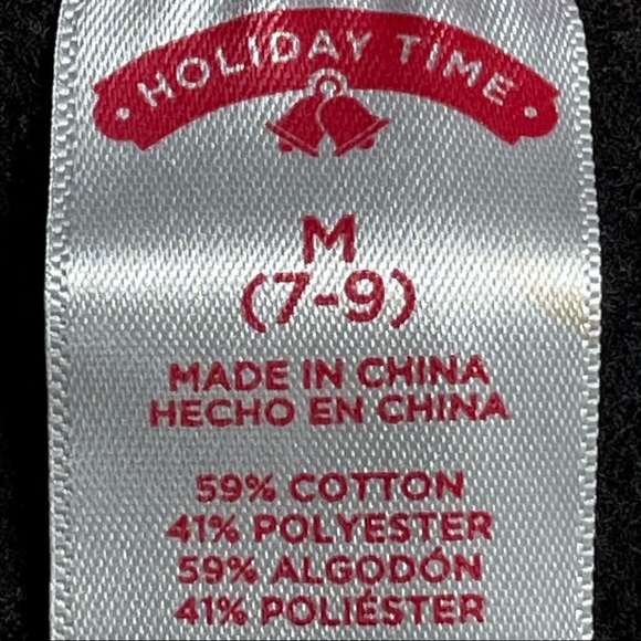 Holiday Time size Medium Christmas sweatshirt black, green, red & glitter GUC - Picture 8 of 9